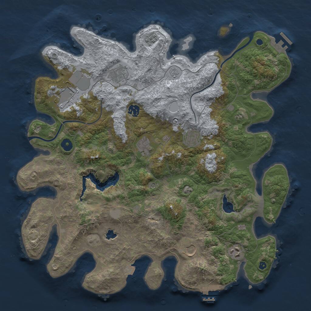 Rust Map: Procedural Map, Size: 4000, Seed: 115032023, 14 Monuments