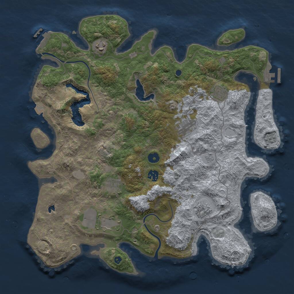 Rust Map: Procedural Map, Size: 4000, Seed: 1861152382, 13 Monuments
