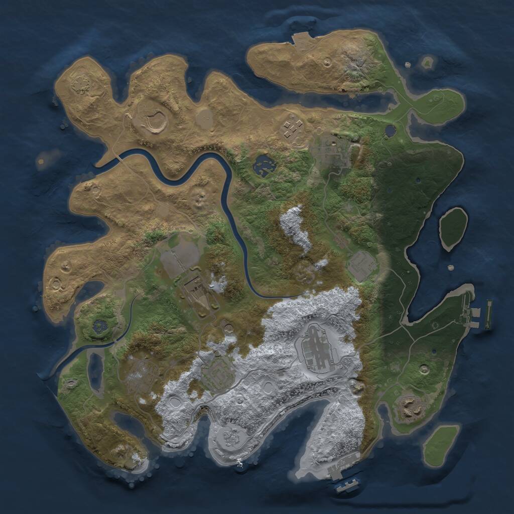 Rust Map: Procedural Map, Size: 3500, Seed: 116669005, 17 Monuments