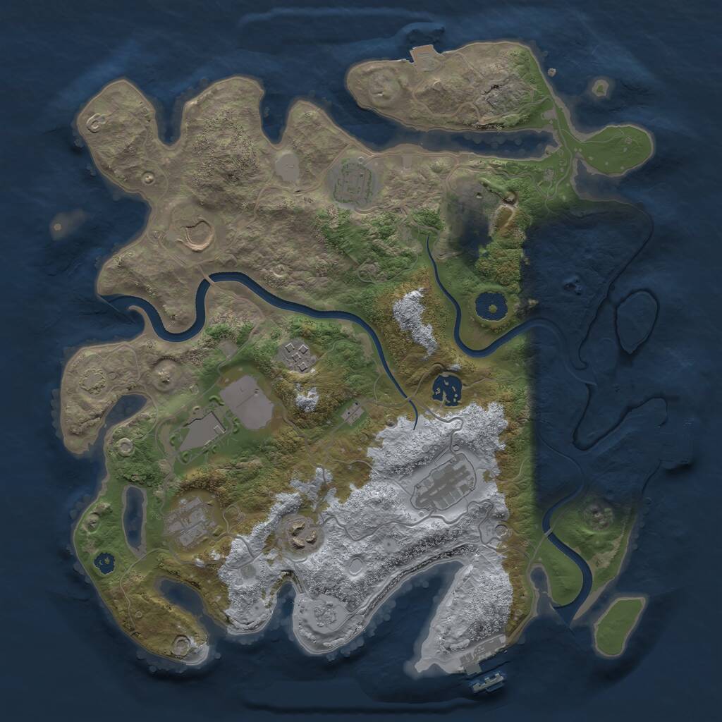Rust Map: Procedural Map, Size: 3500, Seed: 116669005, 15 Monuments