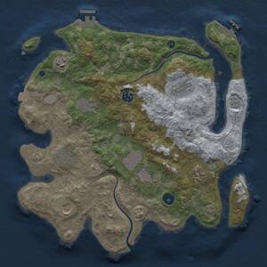 Thumbnail Rust Map: Procedural Map, Size: 3500, Seed: 328874582, 15 Monuments