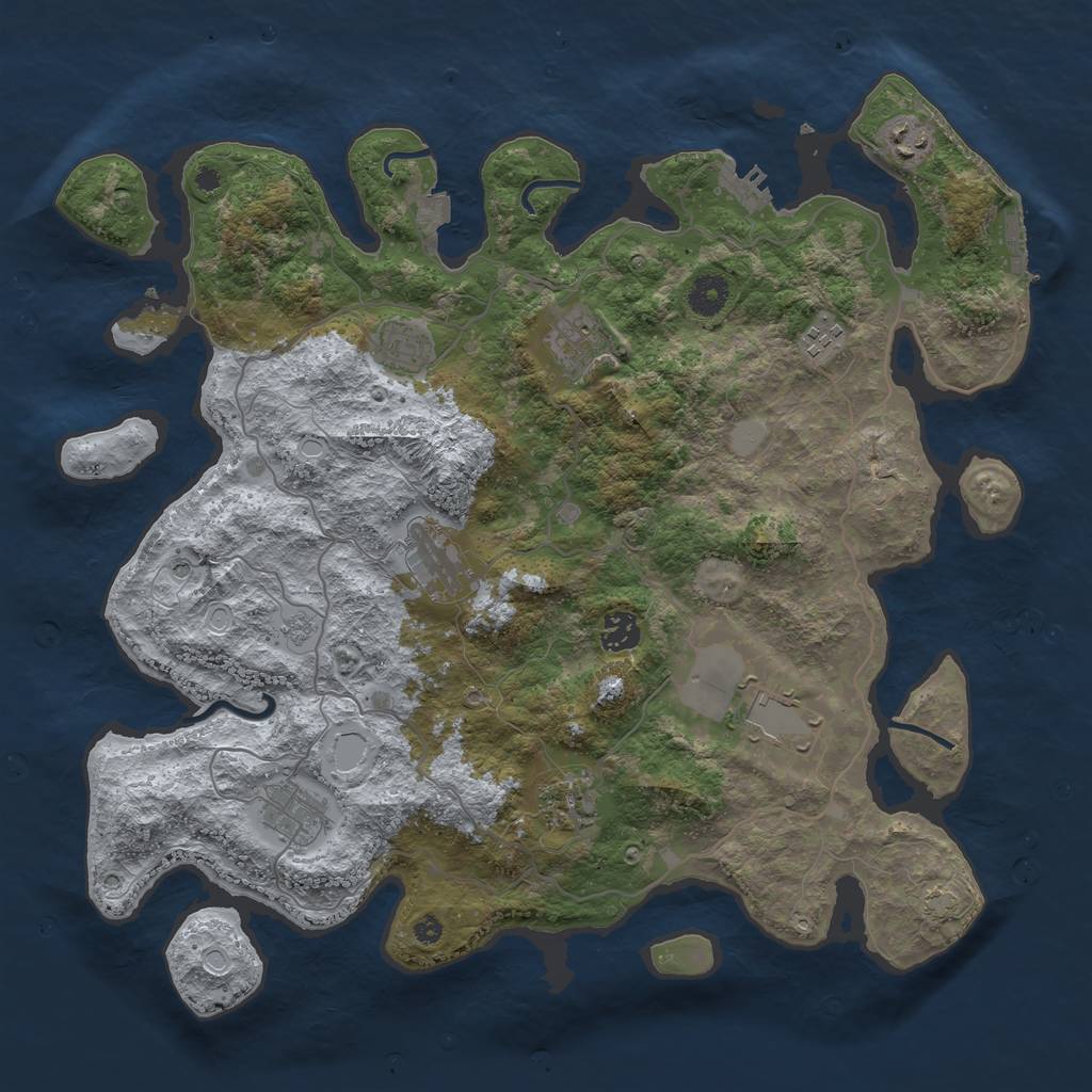 Rust Map: Procedural Map, Size: 4000, Seed: 1253050613, 17 Monuments