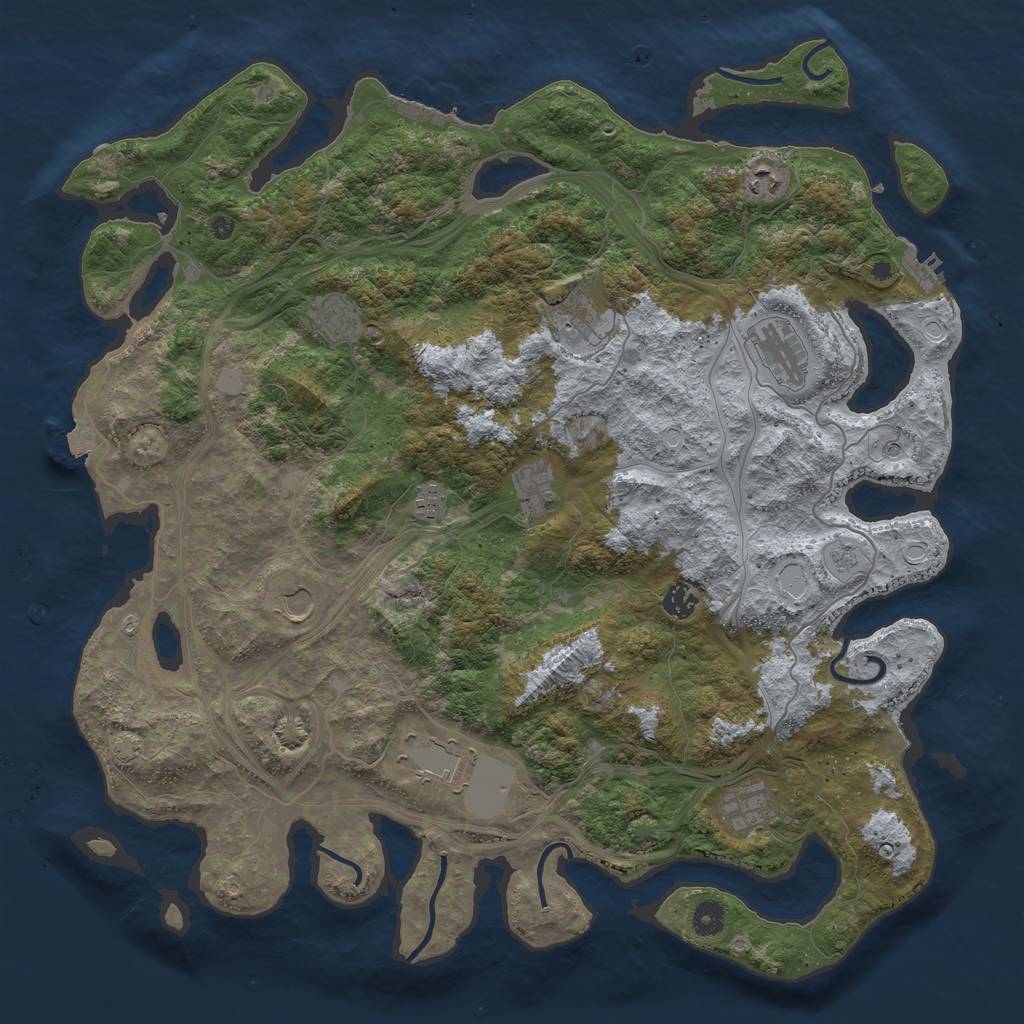 Rust Map: Procedural Map, Size: 4500, Seed: 594348356, 18 Monuments