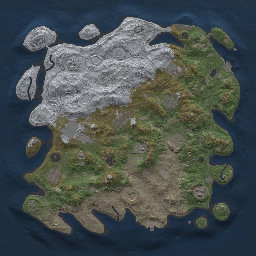 Rust Map: Procedural Map, Size: 4000, Seed: 150297327, 19 Monuments