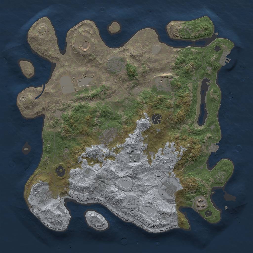 Rust Map: Procedural Map, Size: 3700, Seed: 137871027, 17 Monuments