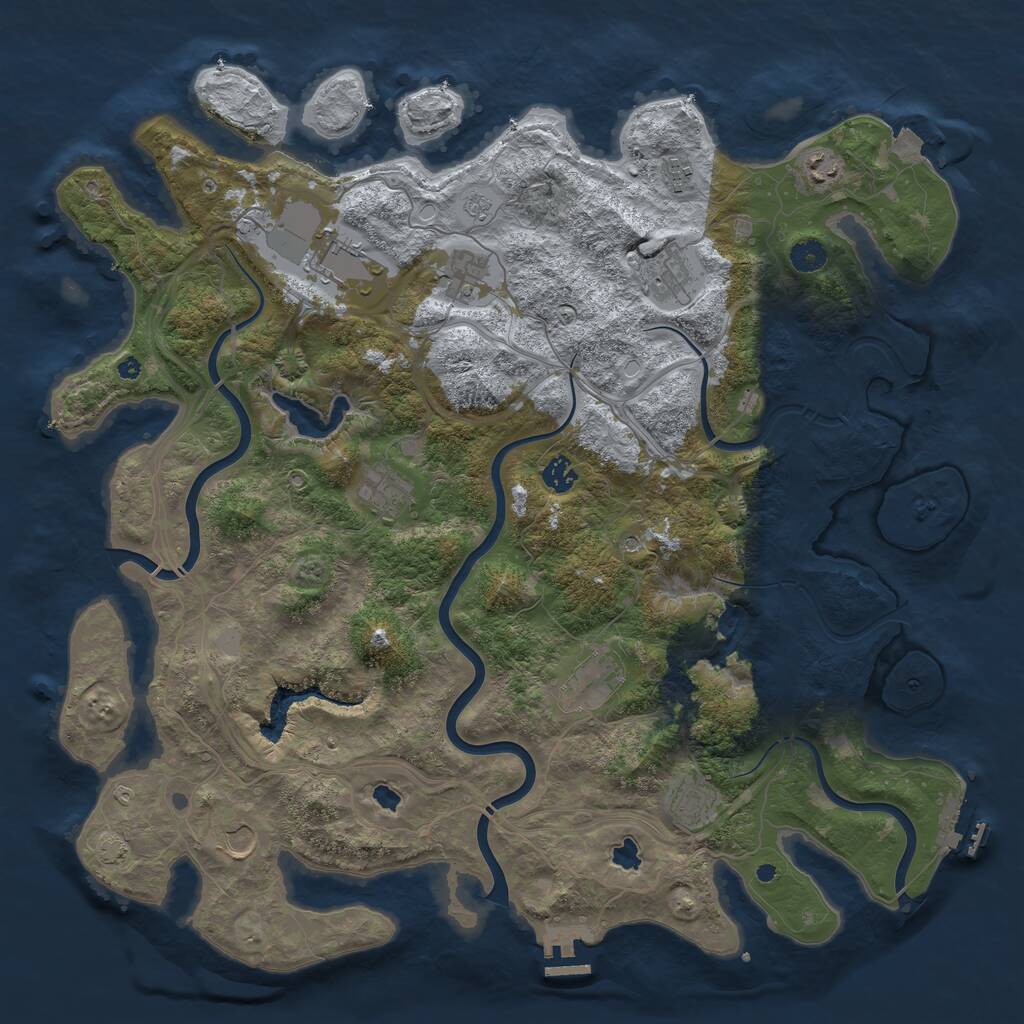 Rust Map: Procedural Map, Size: 4500, Seed: 520714507, 16 Monuments