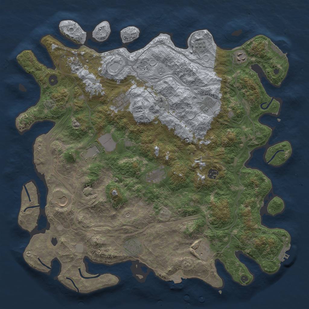Rust Map: Procedural Map, Size: 4500, Seed: 520714507, 19 Monuments