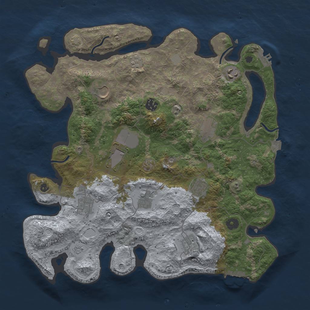 Rust Map: Procedural Map, Size: 3800, Seed: 16301025, 18 Monuments