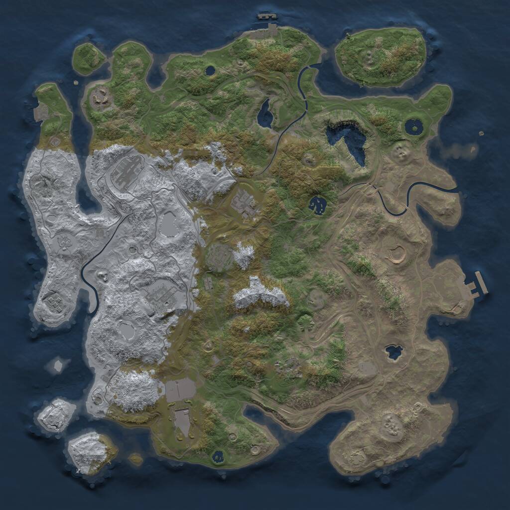 Rust Map: Procedural Map, Size: 4300, Seed: 571838075, 16 Monuments