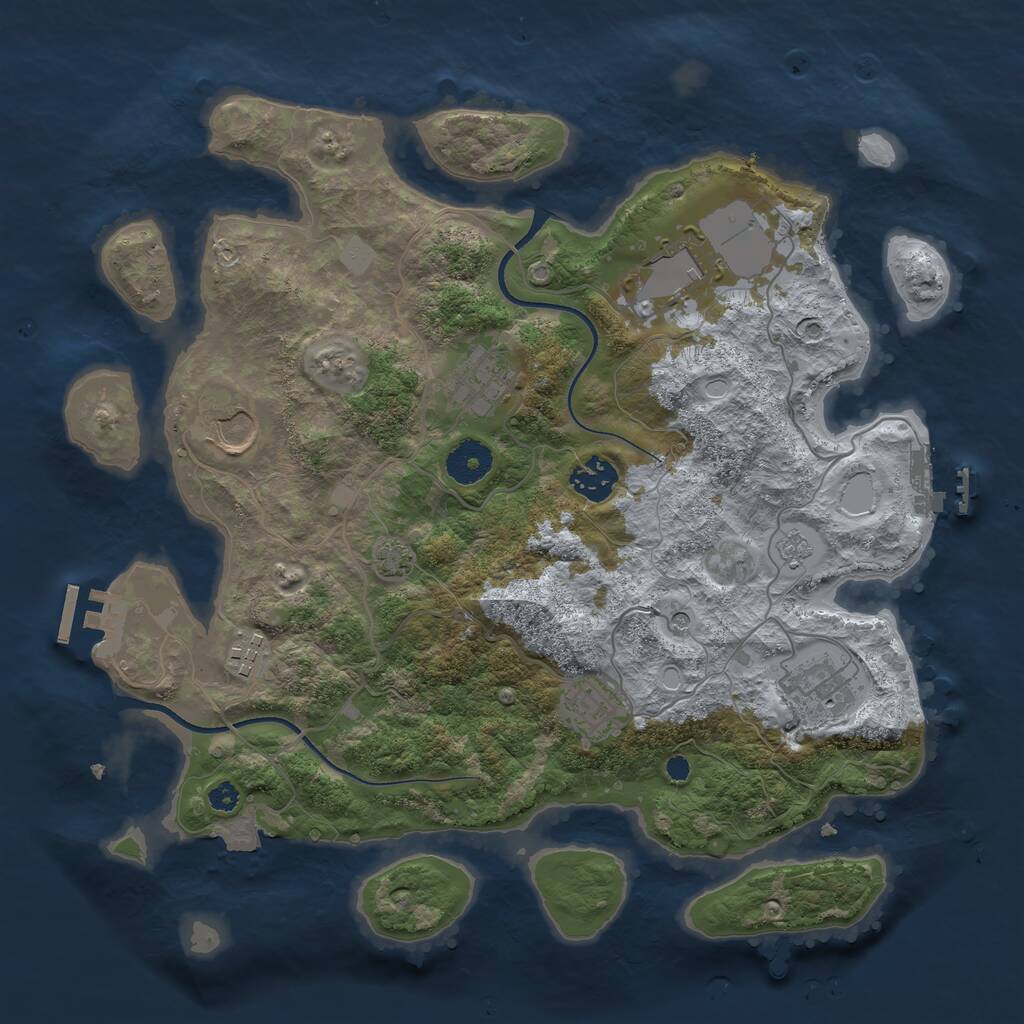 Rust Map: Procedural Map, Size: 3500, Seed: 959711682, 13 Monuments