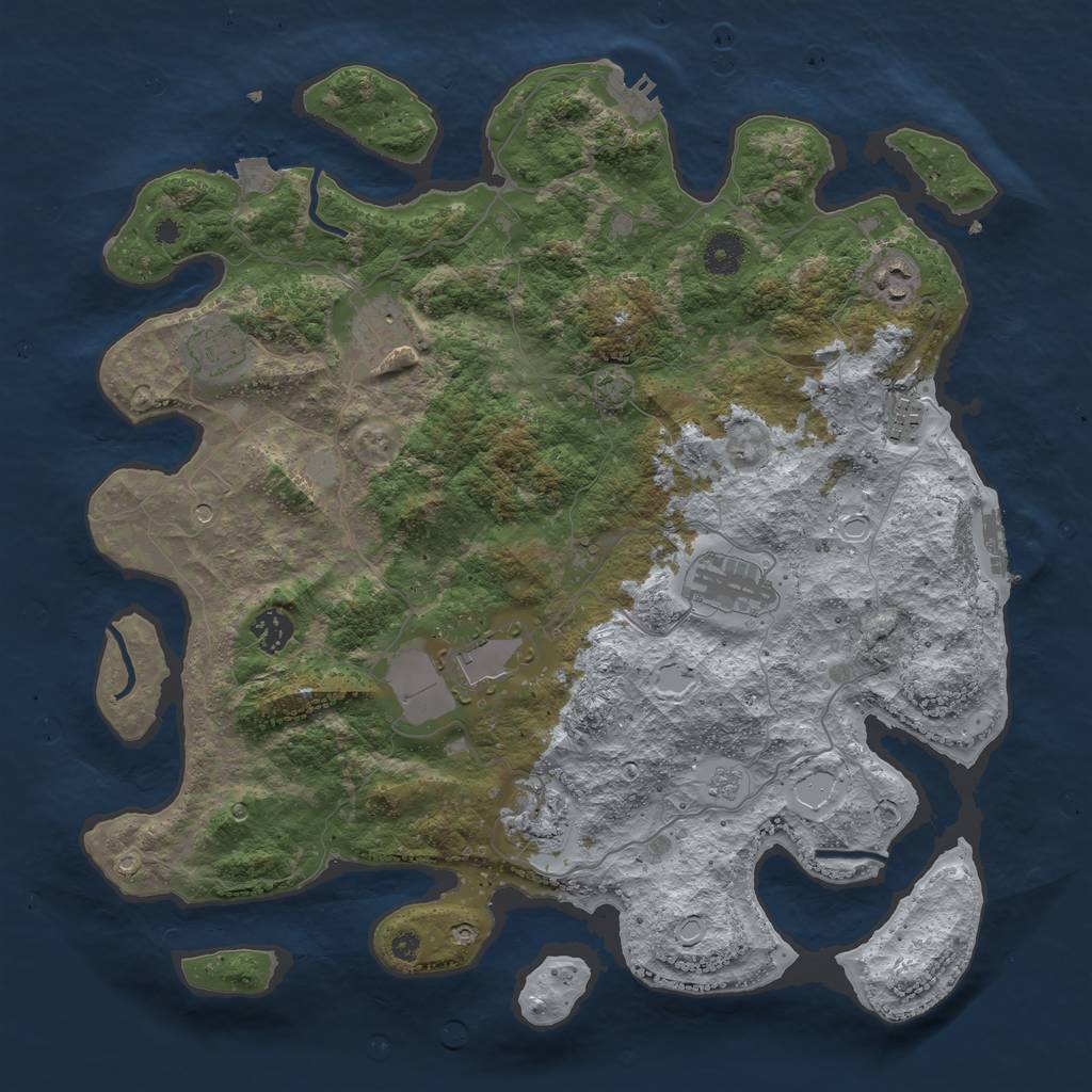 Rust Map: Procedural Map, Size: 3900, Seed: 17189359, 16 Monuments