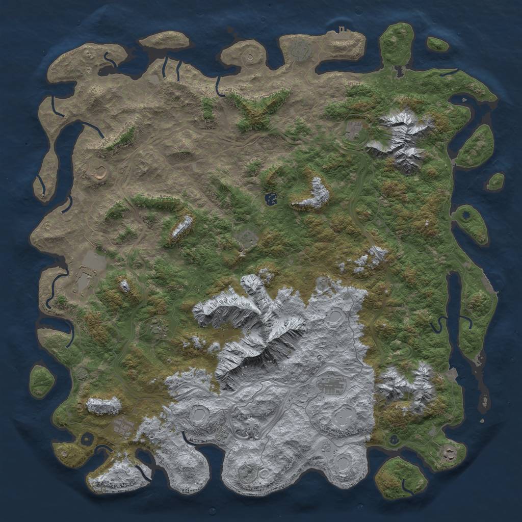 Rust Map: Procedural Map, Size: 6000, Seed: 39403614, 19 Monuments