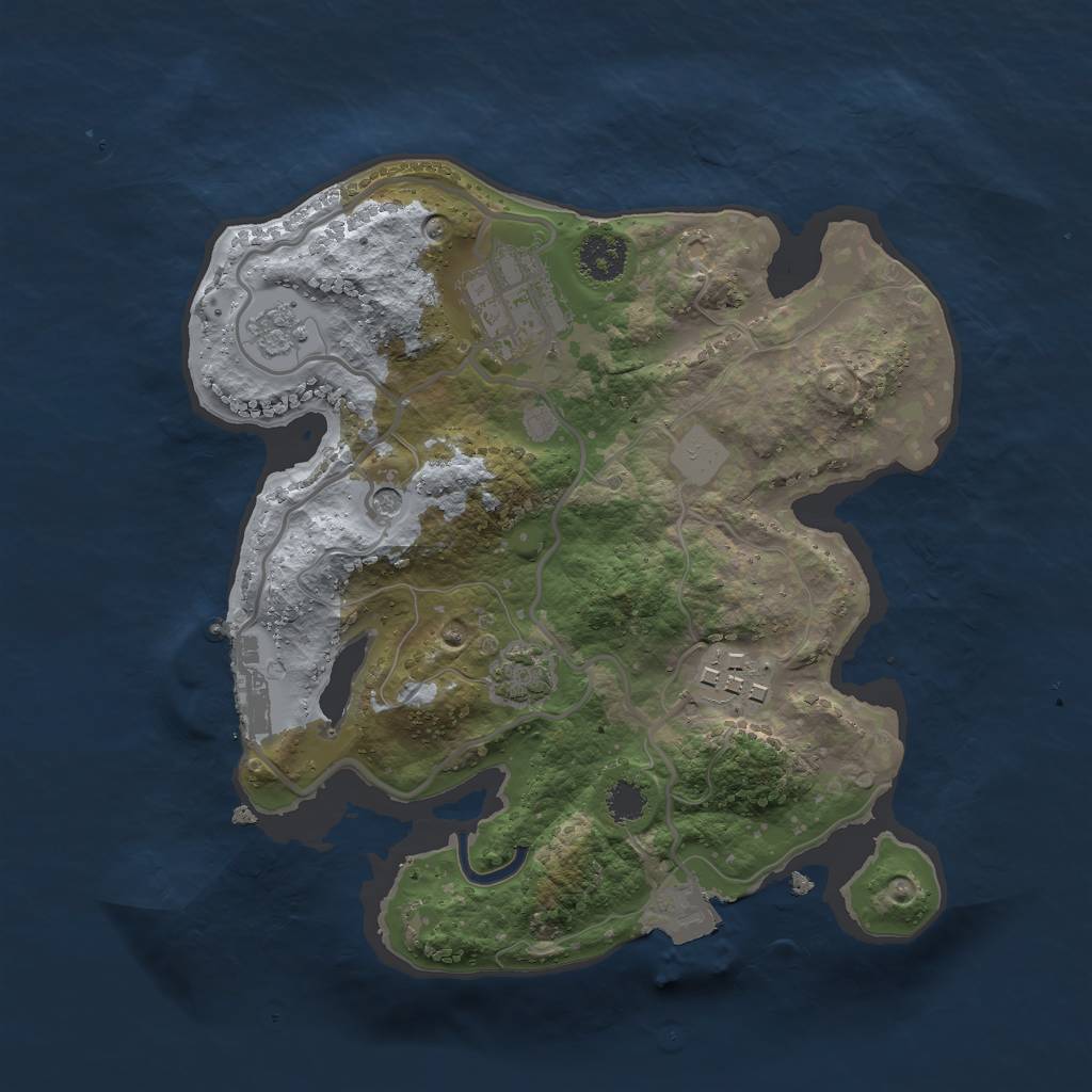 Rust Map: Procedural Map, Size: 2400, Seed: 1274199930, 9 Monuments