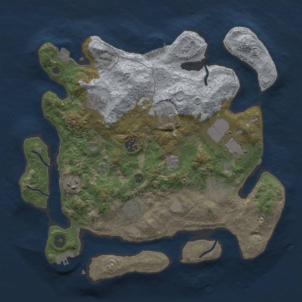 Rust Map: Procedural Map, Size: 3500, Seed: 1515, 16 Monuments