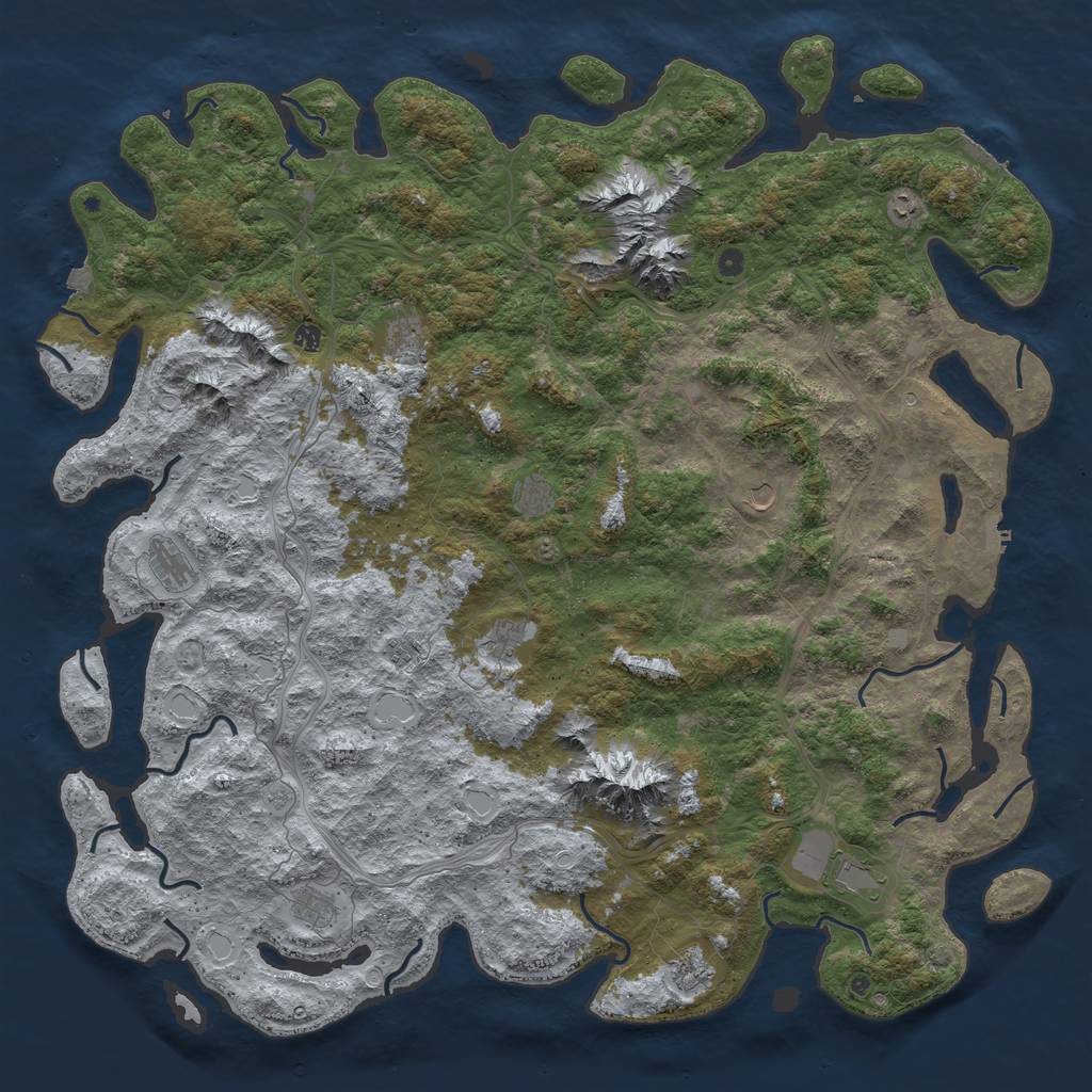 Rust Map: Procedural Map, Size: 6000, Seed: 580840039, 19 Monuments