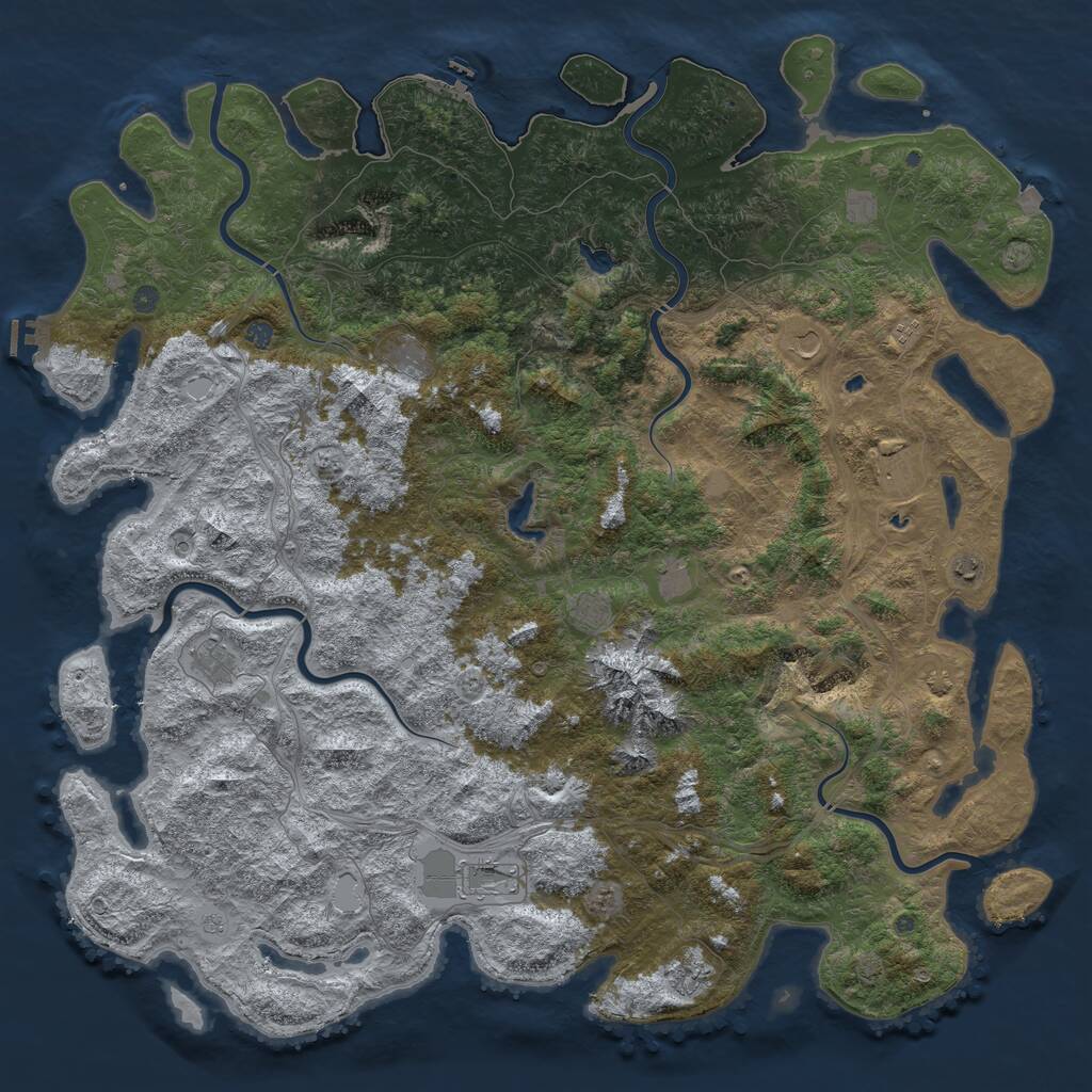 Rust Map: Procedural Map, Size: 6000, Seed: 580840039, 19 Monuments