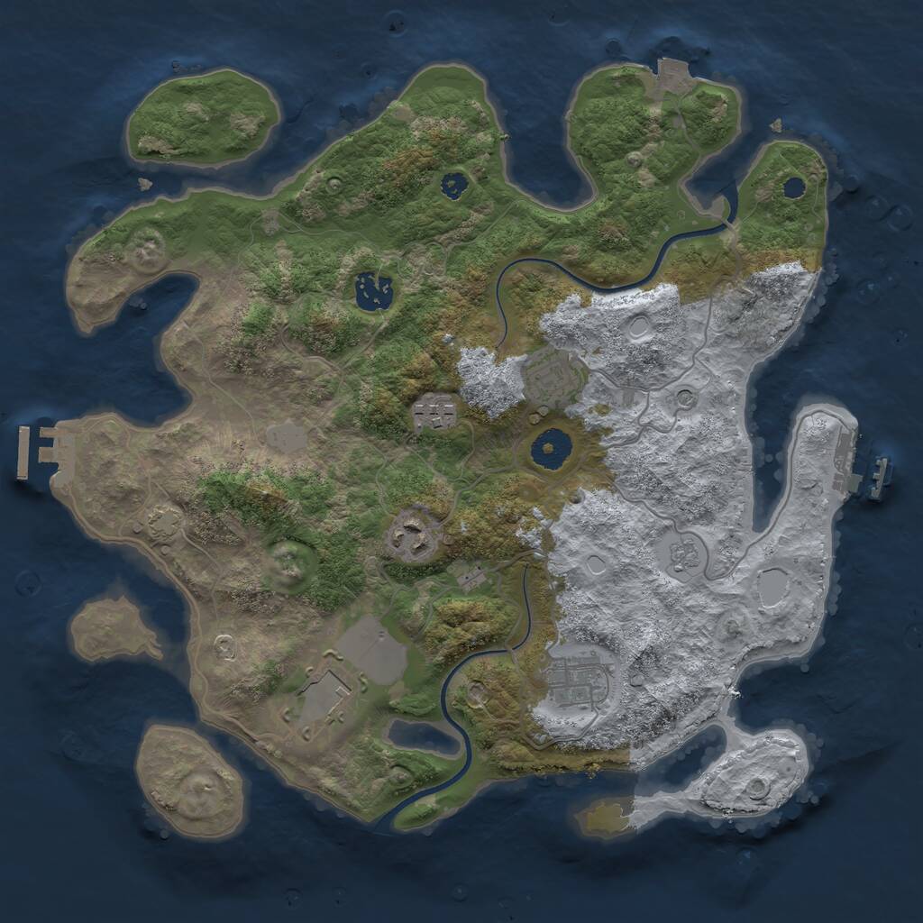 Rust Map: Procedural Map, Size: 3500, Seed: 719142314, 12 Monuments
