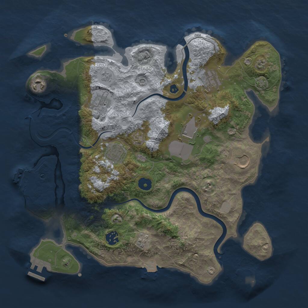 Rust Map: Procedural Map, Size: 3500, Seed: 983997847, 14 Monuments