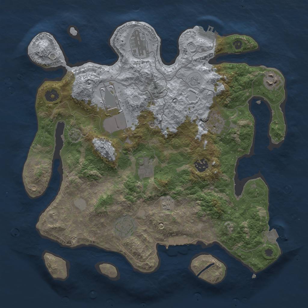 Rust Map: Procedural Map, Size: 3500, Seed: 447262844, 16 Monuments