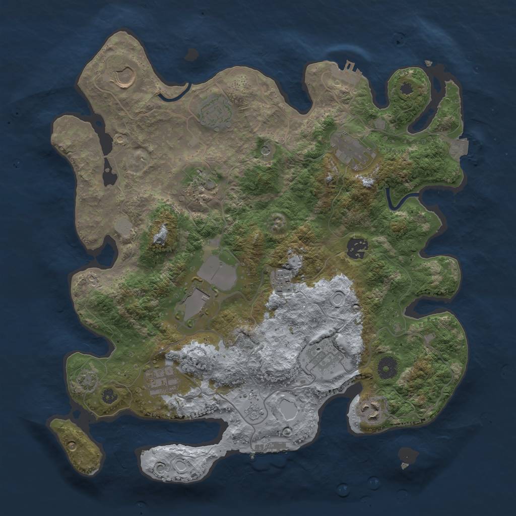 Rust Map: Procedural Map, Size: 3600, Seed: 20424686, 18 Monuments