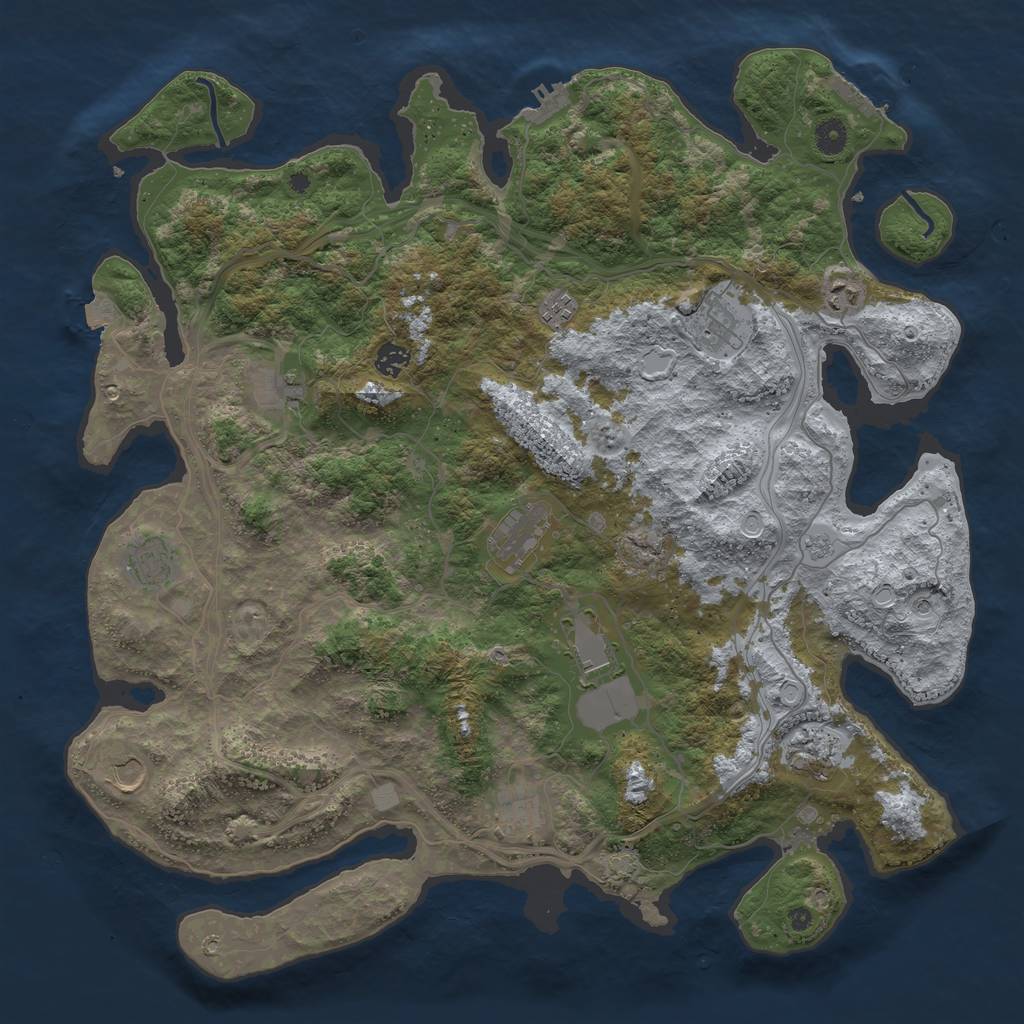 Rust Map: Procedural Map, Size: 4500, Seed: 3546219, 19 Monuments