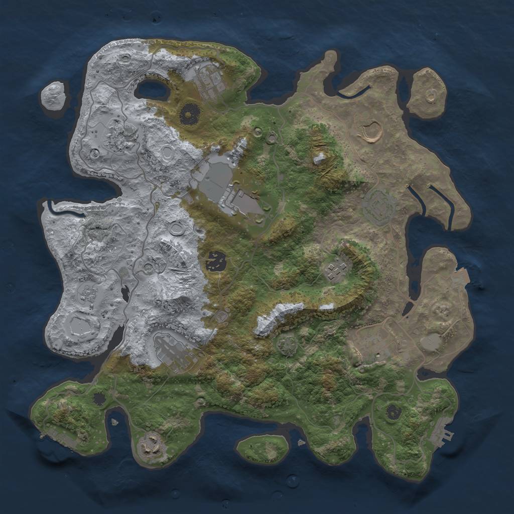 Rust Map: Procedural Map, Size: 3600, Seed: 12530695, 18 Monuments