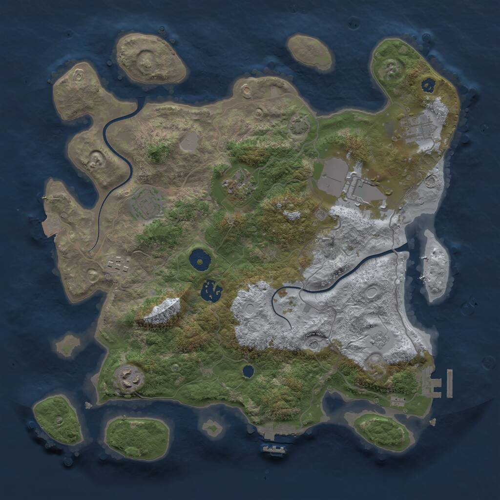 Rust Map: Procedural Map, Size: 3500, Seed: 1583181164, 13 Monuments