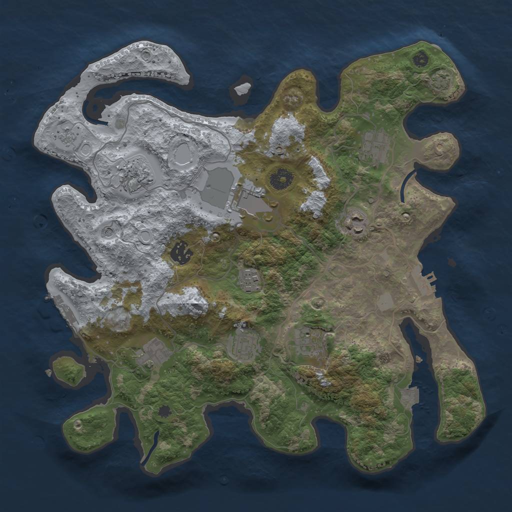 Rust Map: Procedural Map, Size: 3500, Seed: 133912950, 17 Monuments