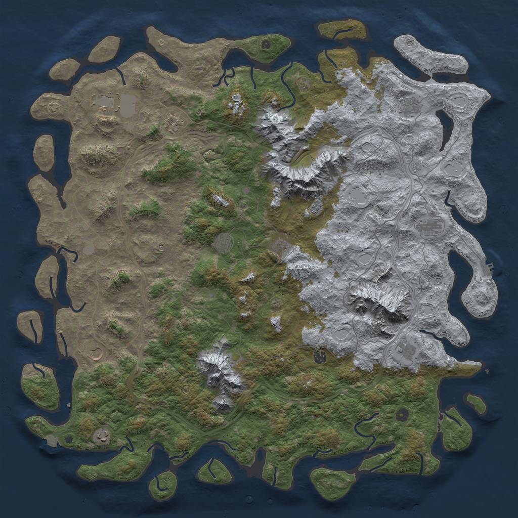 Rust Map: Procedural Map, Size: 6000, Seed: 231596183, 18 Monuments