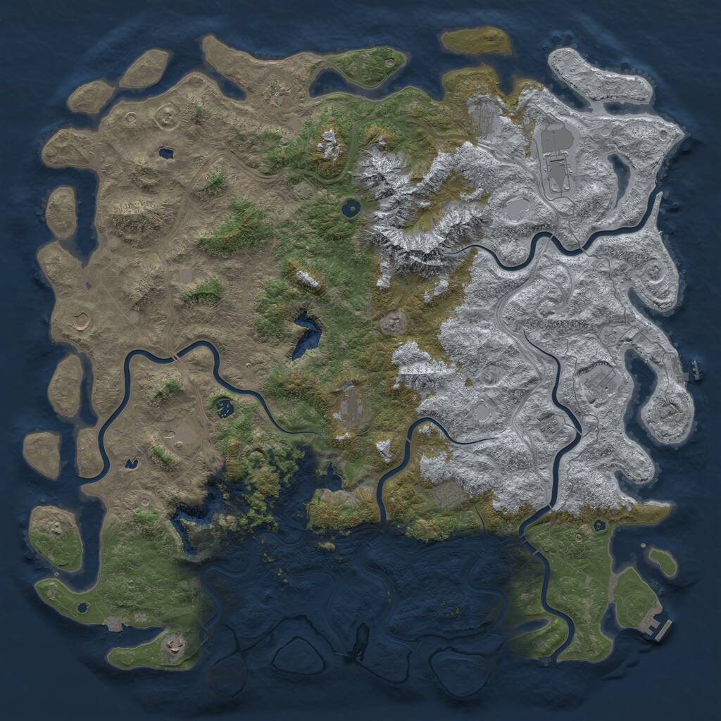 Rust Map: Procedural Map, Size: 6000, Seed: 231596183, 17 Monuments