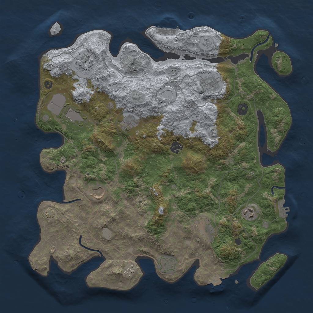 Rust Map: Procedural Map, Size: 4000, Seed: 1439439602, 18 Monuments