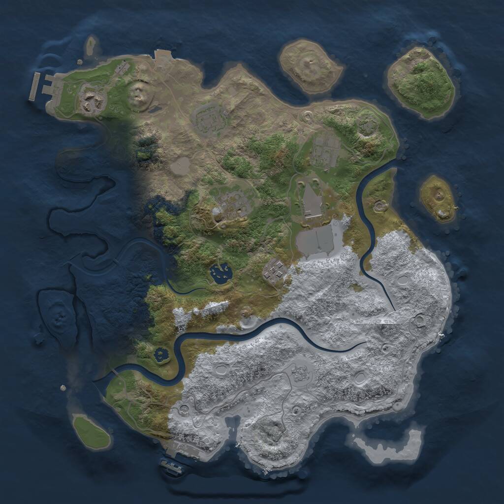 Rust Map: Procedural Map, Size: 3500, Seed: 54181981, 13 Monuments