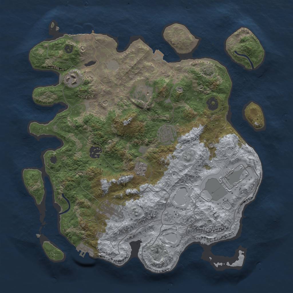 Rust Map: Procedural Map, Size: 3500, Seed: 54181981, 15 Monuments