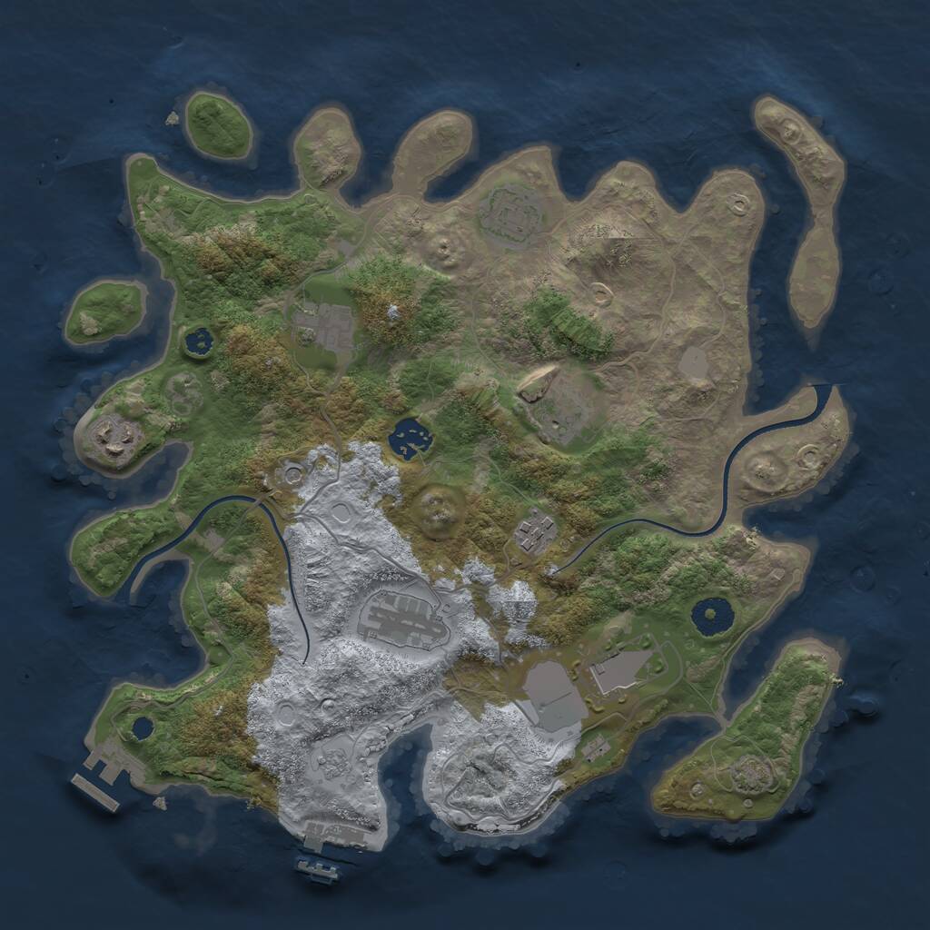 Rust Map: Procedural Map, Size: 3500, Seed: 1290312939, 14 Monuments