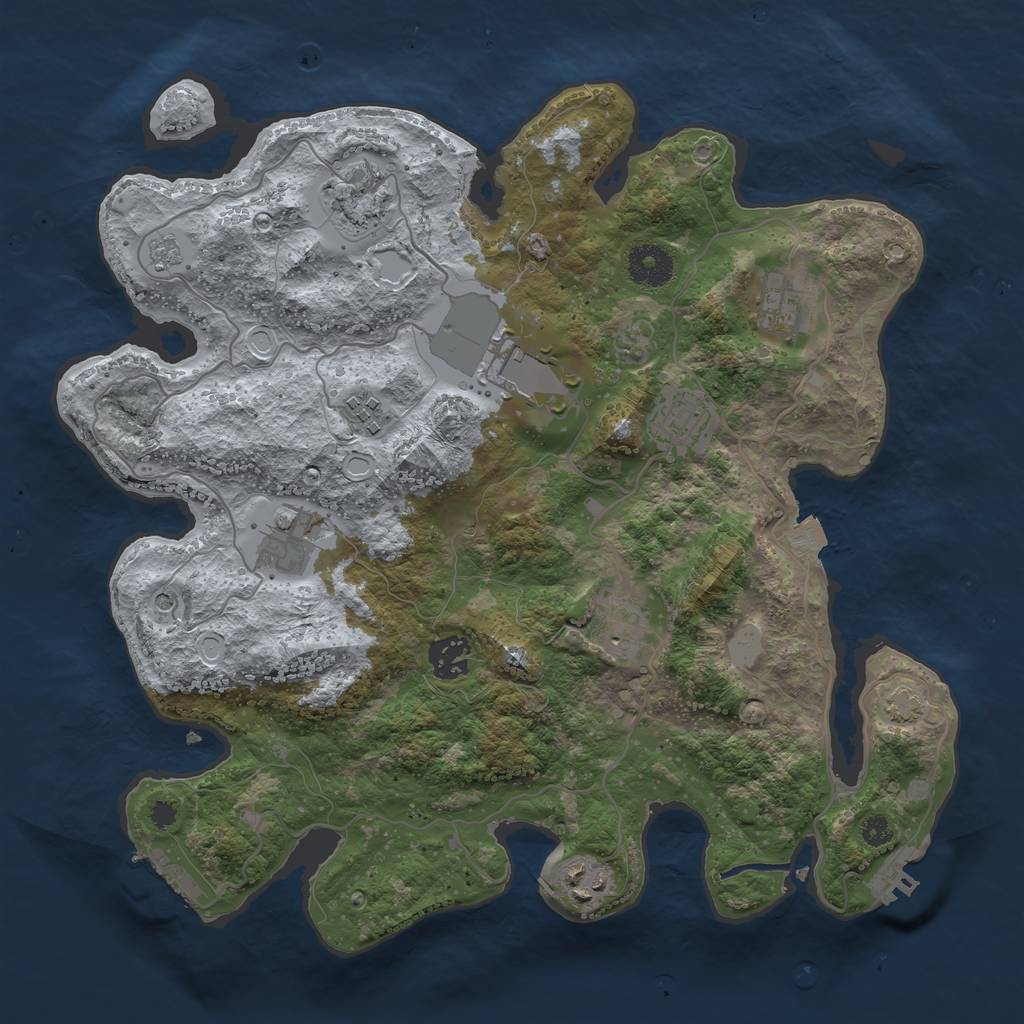Rust Map: Procedural Map, Size: 3500, Seed: 616786565, 17 Monuments