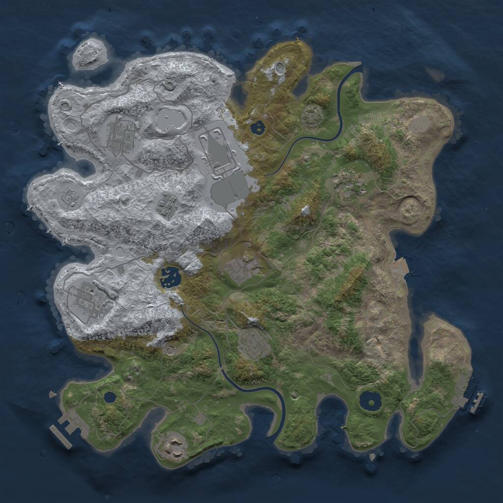 Rust Map: Procedural Map, Size: 3500, Seed: 616786565, 15 Monuments