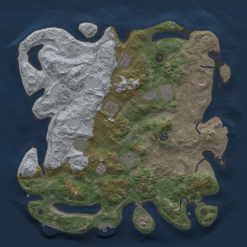 Rust Map: Procedural Map, Size: 4000, Seed: 303074427, 18 Monuments