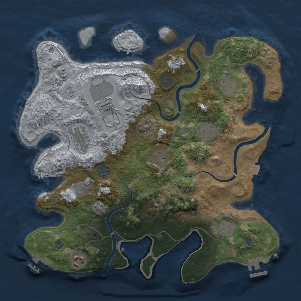Rust Map: Procedural Map, Size: 3500, Seed: 772999636, 17 Monuments