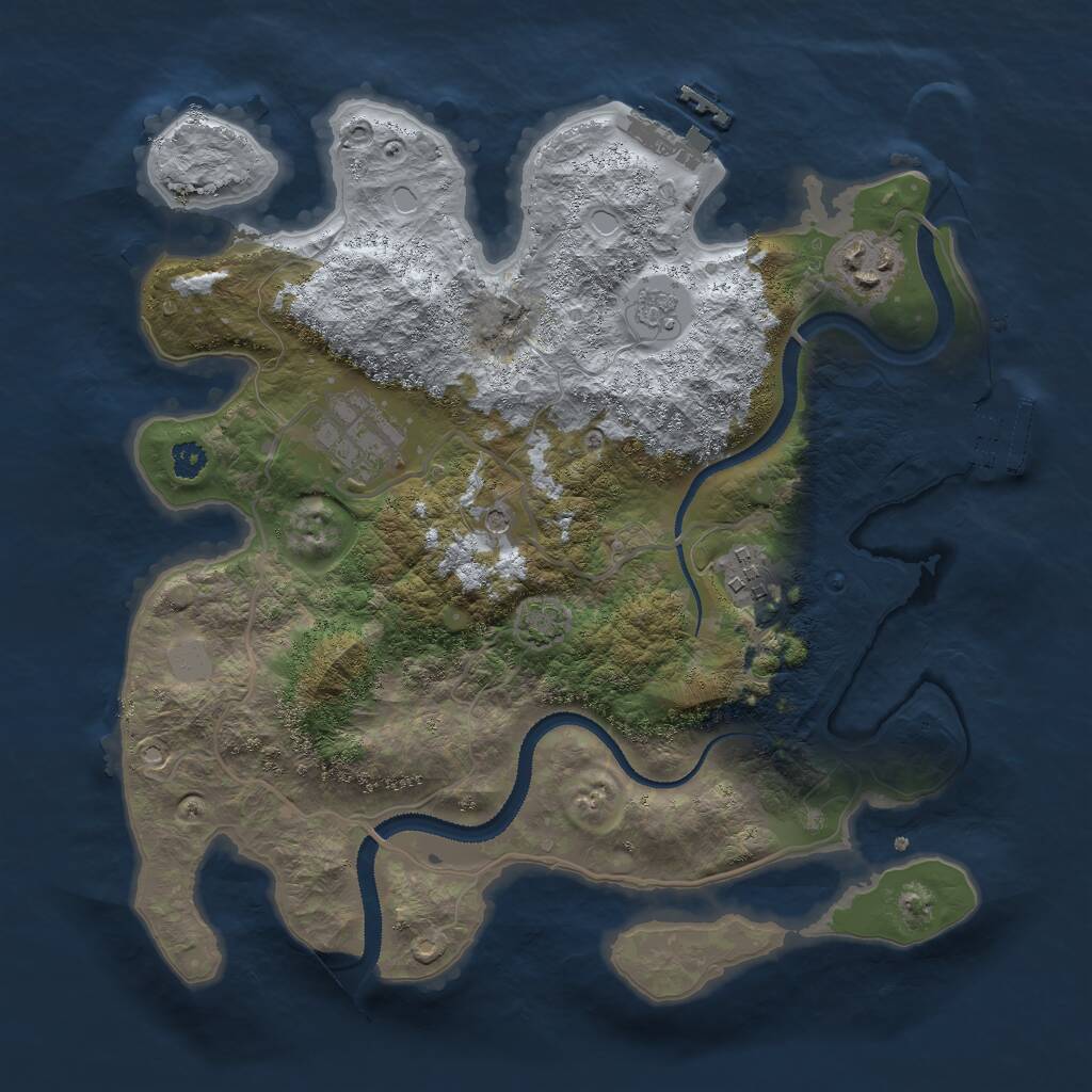 Rust Map: Procedural Map, Size: 3000, Seed: 712298456, 9 Monuments