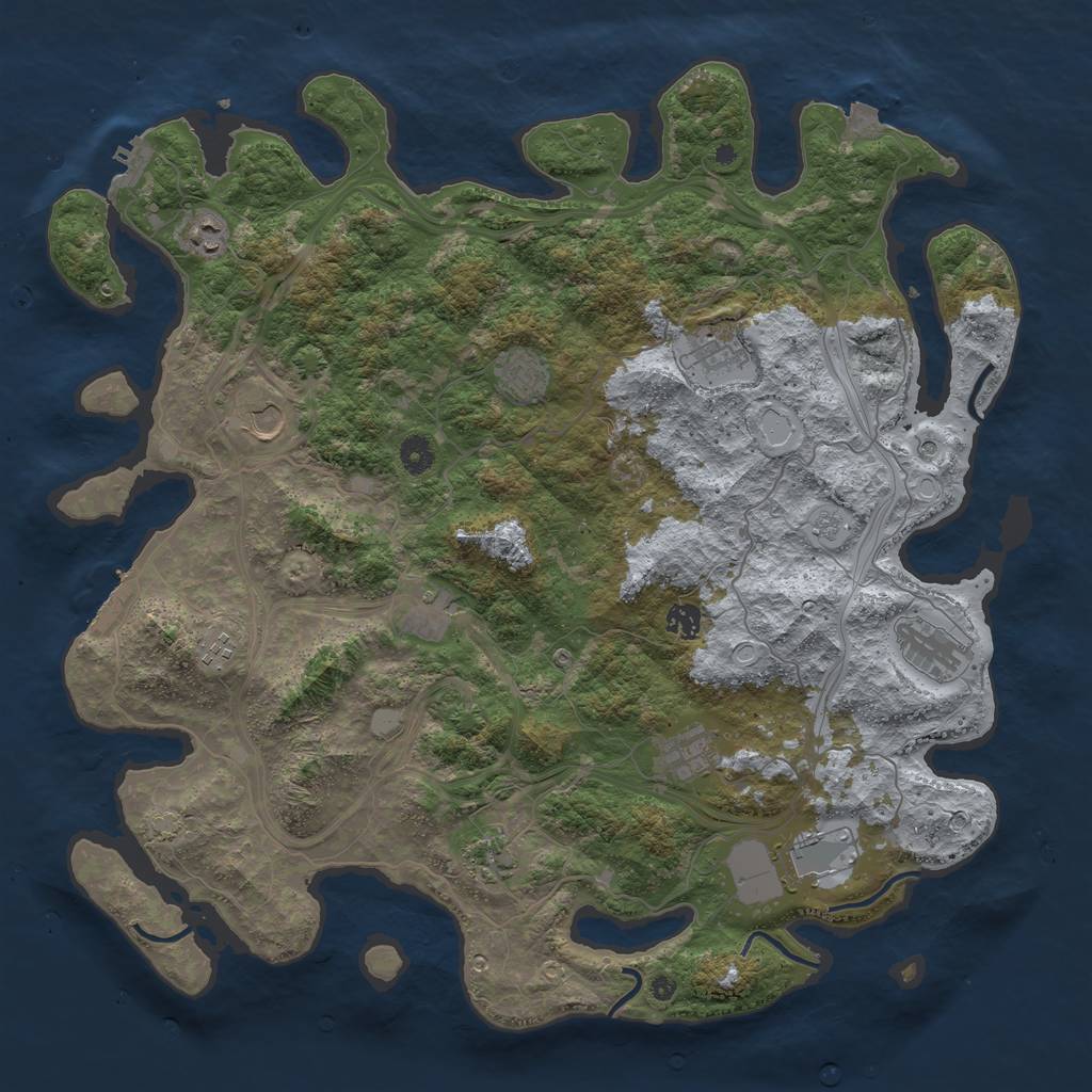 Rust Map: Procedural Map, Size: 4500, Seed: 631346472, 19 Monuments