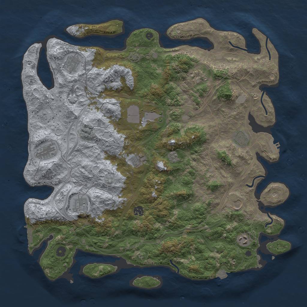 Rust Map: Procedural Map, Size: 4500, Seed: 602975786, 19 Monuments