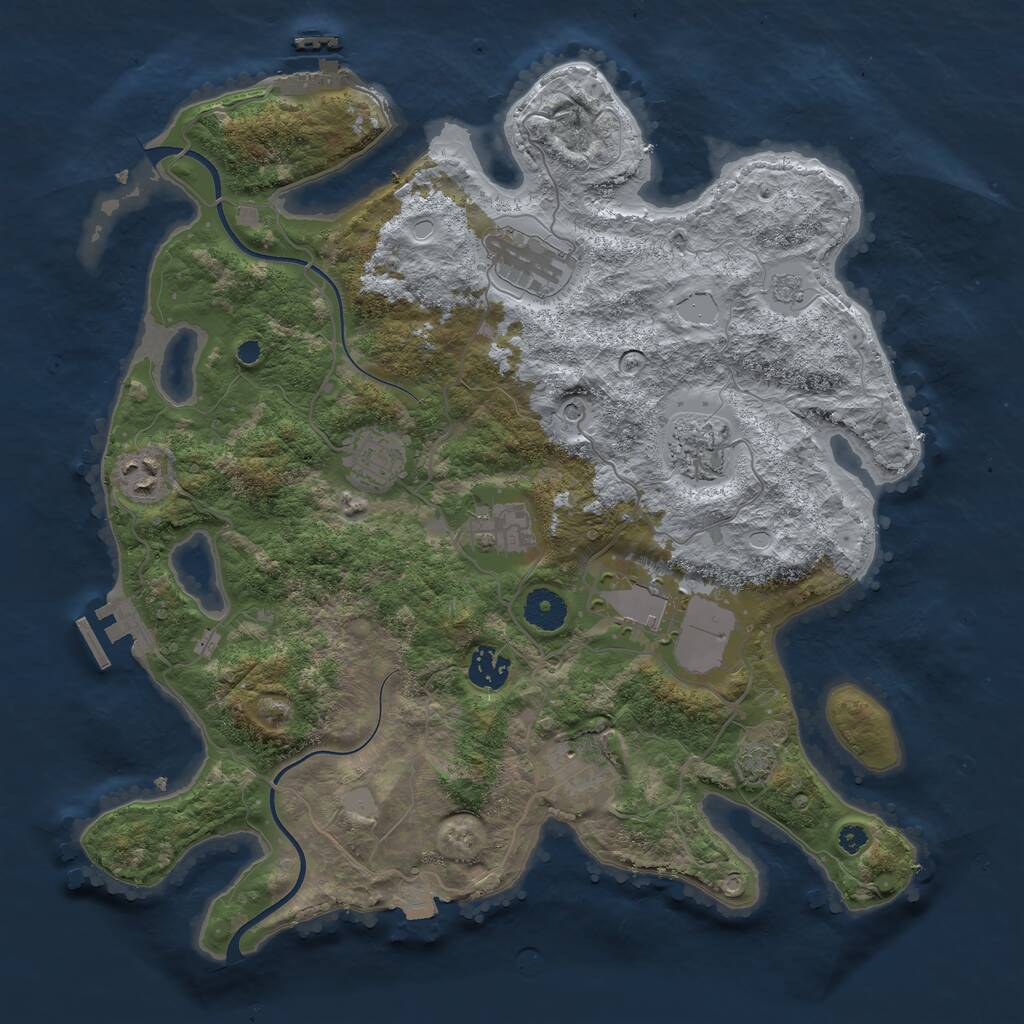 Rust Map: Procedural Map, Size: 3700, Seed: 575508758, 14 Monuments