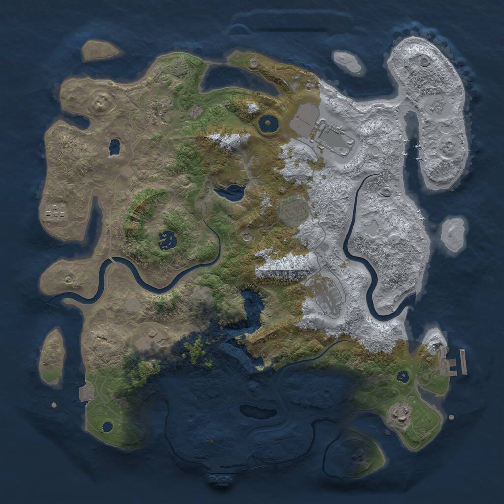 Rust Map: Procedural Map, Size: 4000, Seed: 1339102097, 14 Monuments