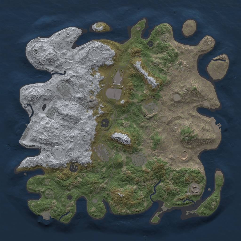 Rust Map: Procedural Map, Size: 4100, Seed: 34240005, 18 Monuments