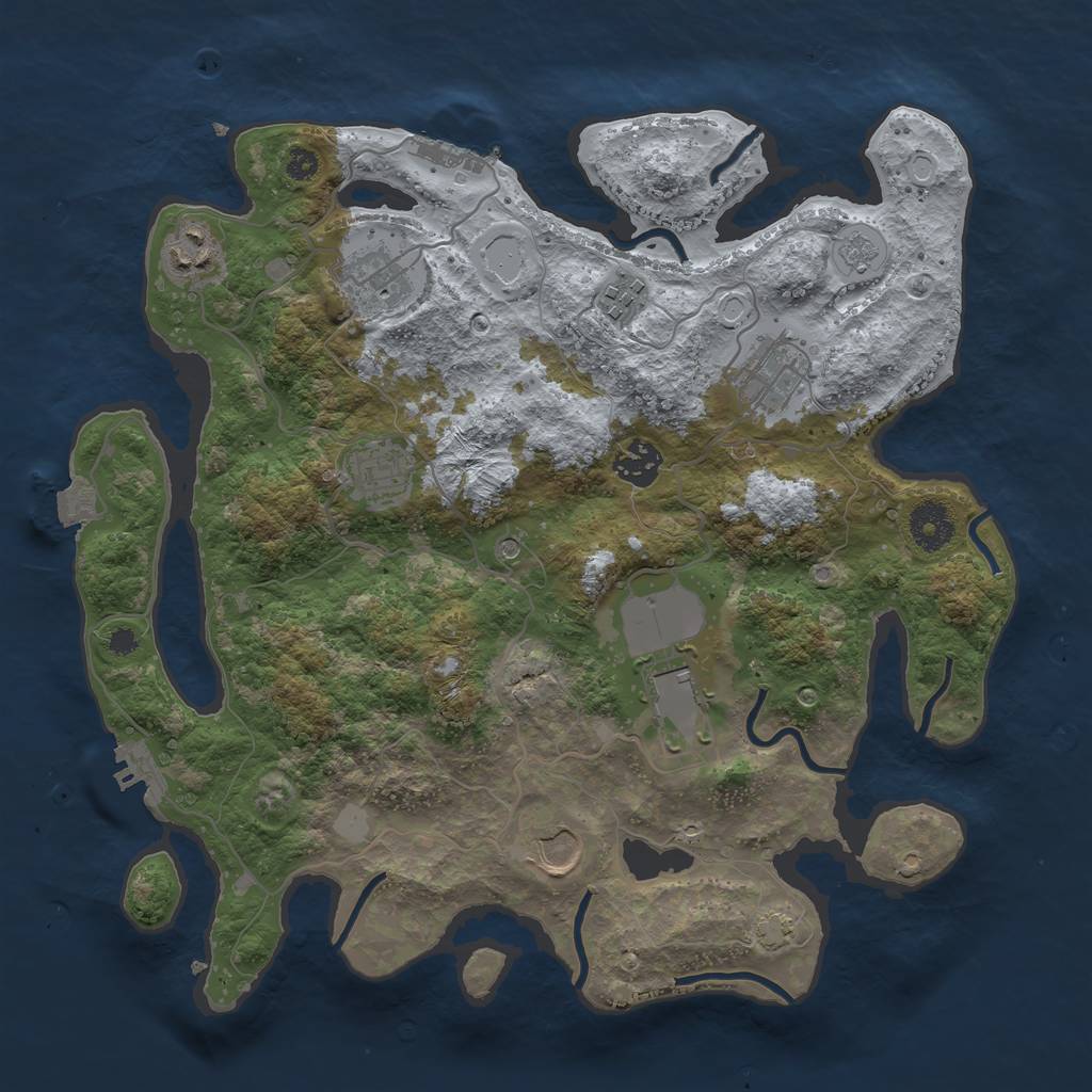 Rust Map: Procedural Map, Size: 3500, Seed: 963089205, 16 Monuments