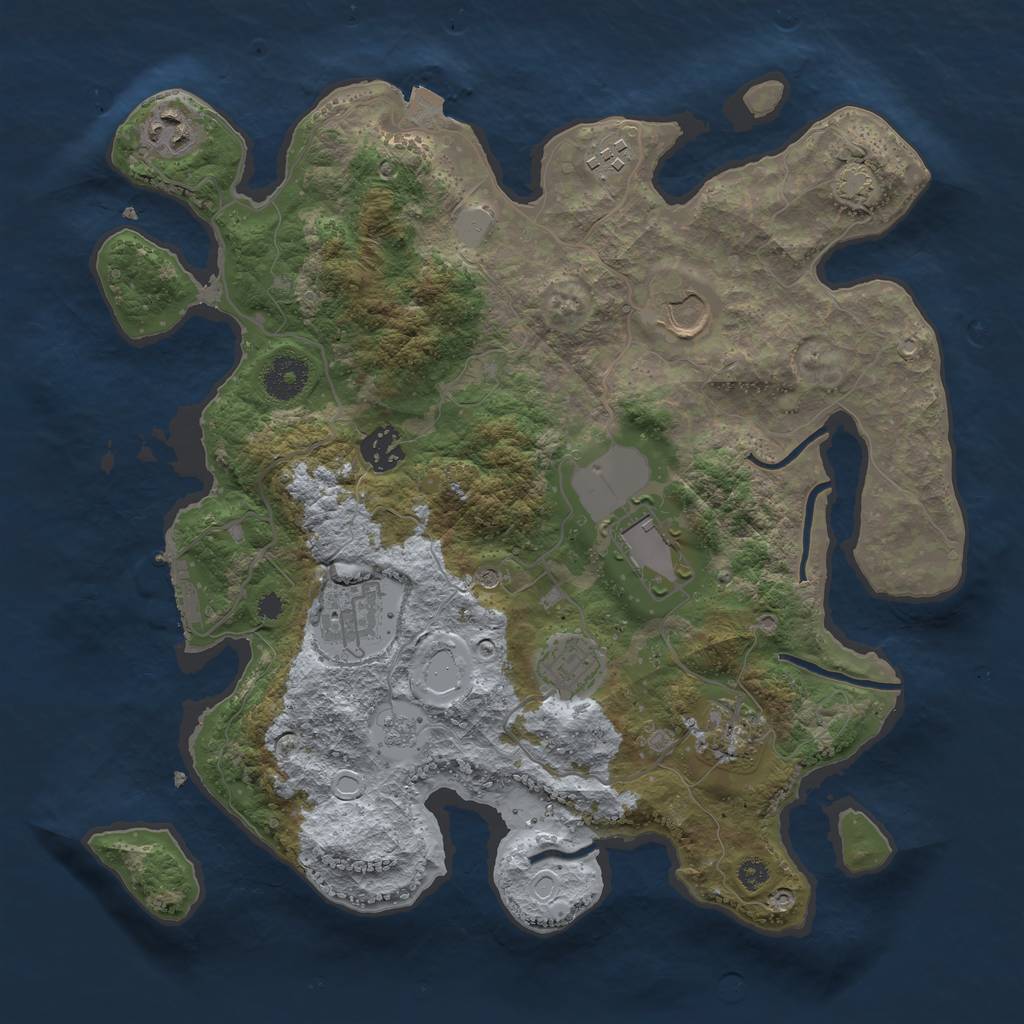 Rust Map: Procedural Map, Size: 3500, Seed: 841219255, 15 Monuments