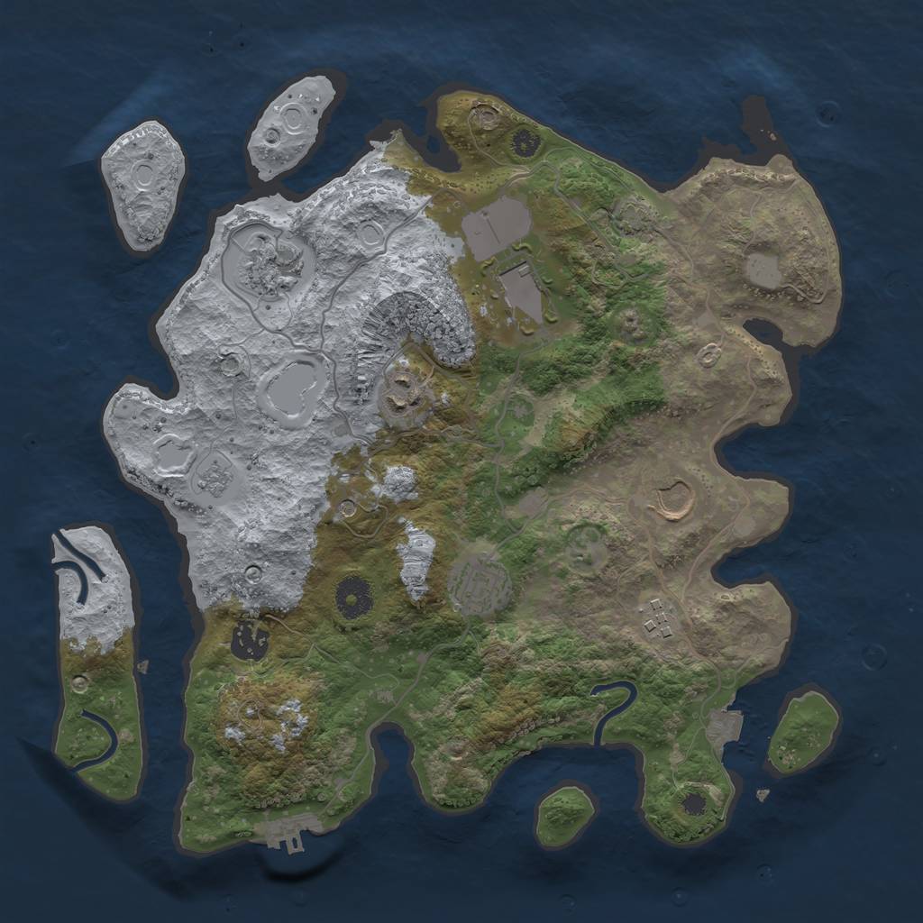 Rust Map: Procedural Map, Size: 3500, Seed: 91729, 14 Monuments