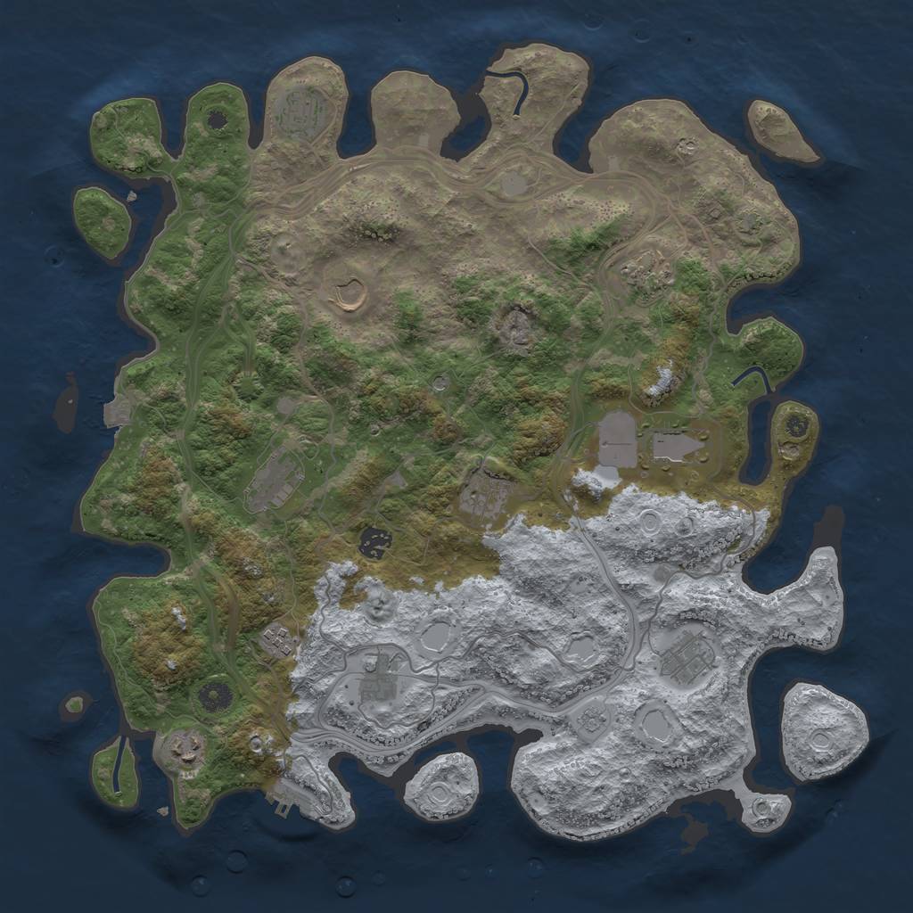 Rust Map: Procedural Map, Size: 4250, Seed: 423244970, 18 Monuments