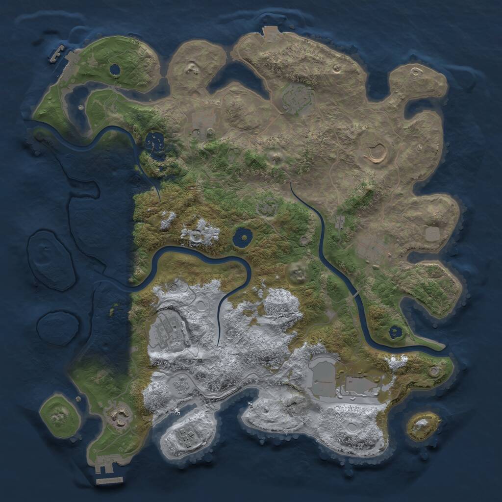 Rust Map: Procedural Map, Size: 3800, Seed: 1331178147, 15 Monuments