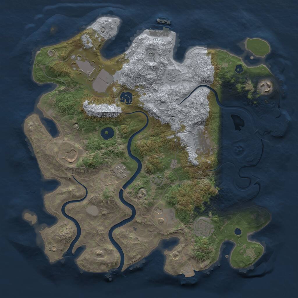 Rust Map: Procedural Map, Size: 3500, Seed: 180598052, 14 Monuments